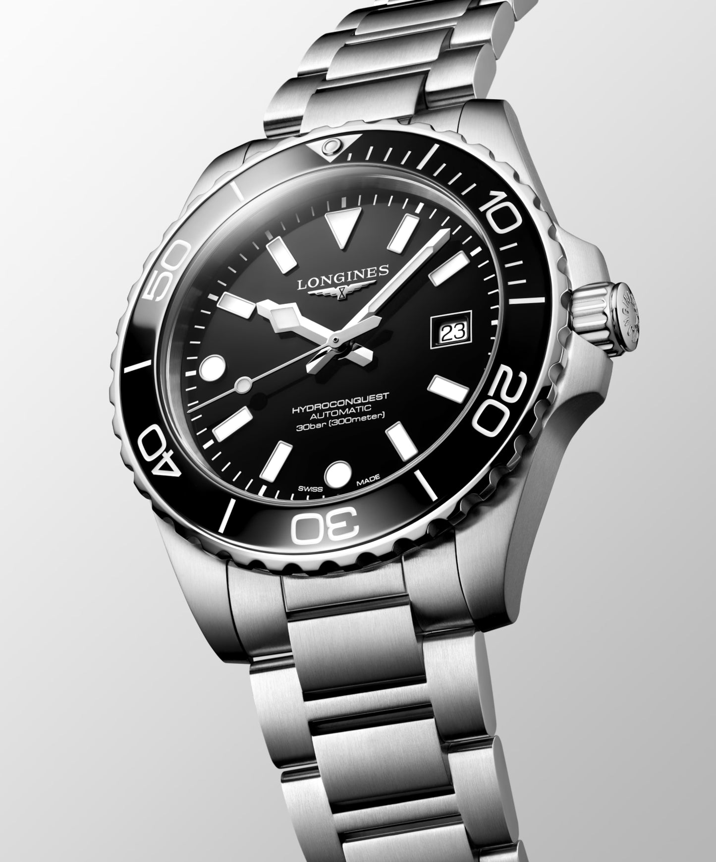 Longines Hydroconquest 42 MM Automatic SS Black Lacquered Dial Watch L37884566