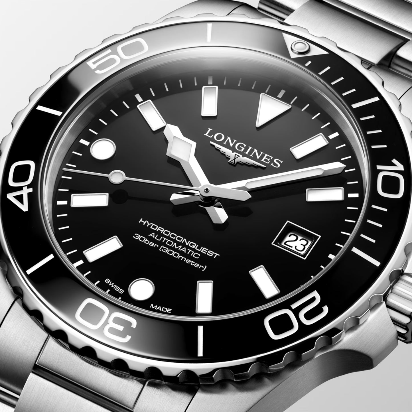 Longines Hydroconquest 42 MM Automatic SS Black Lacquered Dial Watch L37884566