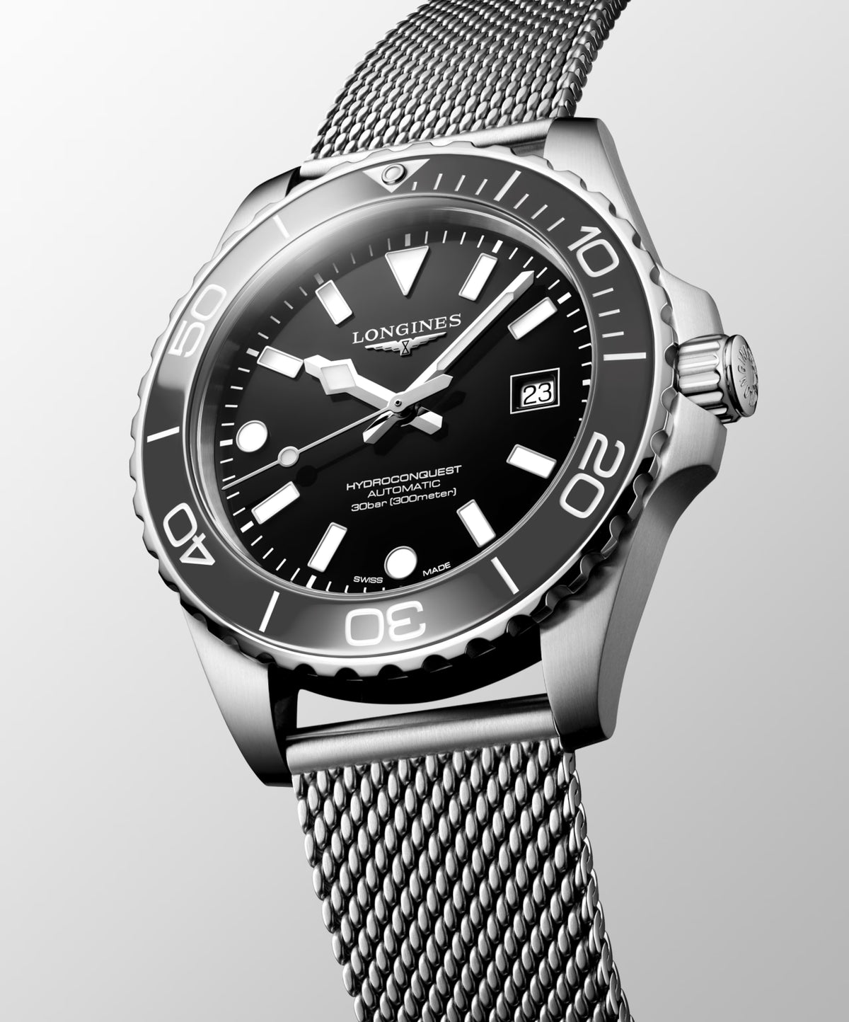 Longines Hydroconquest 42 MM Stainless Steel and ceramic Bezel Black Dial Automatic Watch L37884706