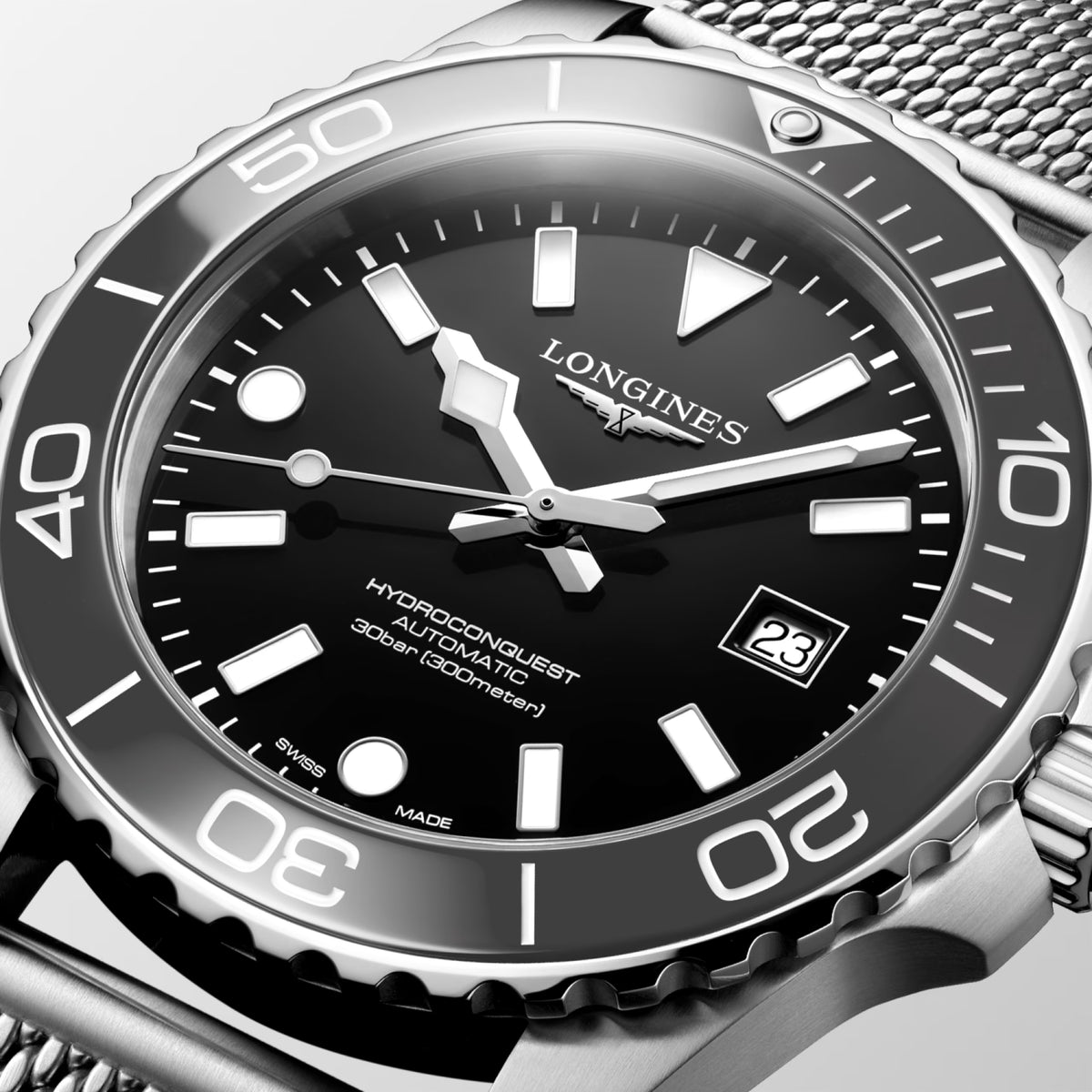 Longines Hydroconquest 42 MM Stainless Steel and ceramic Bezel Black Dial Automatic Watch L37884706