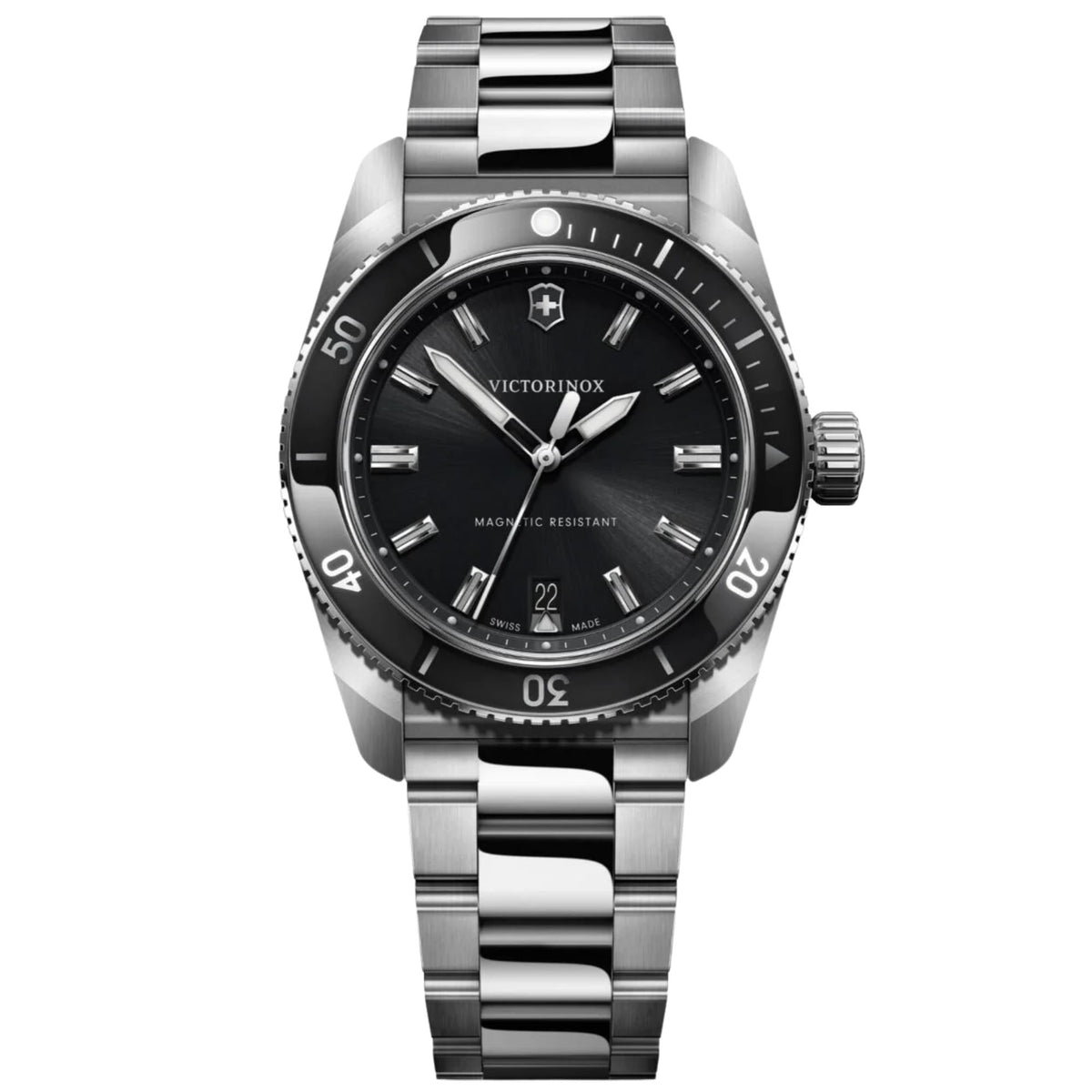 Victorinox Maverick Quartz 39mm Black Dial Stainless Steel Watch 242097