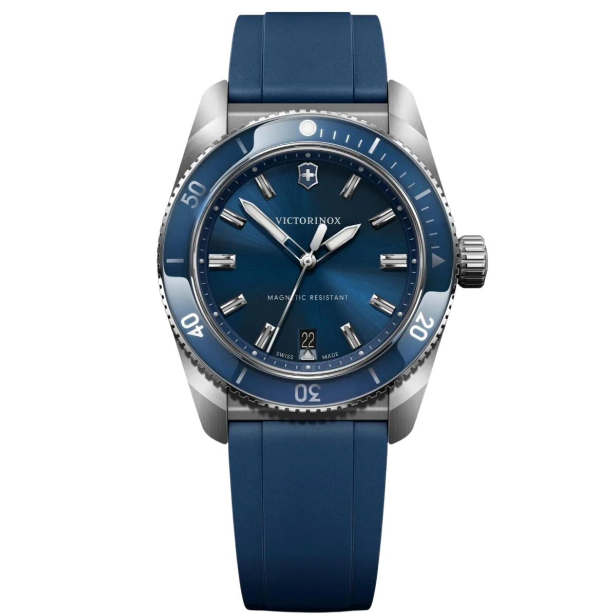 Victorinox Maverick 39mm Blue Dial Blue Rubber Watch 242094