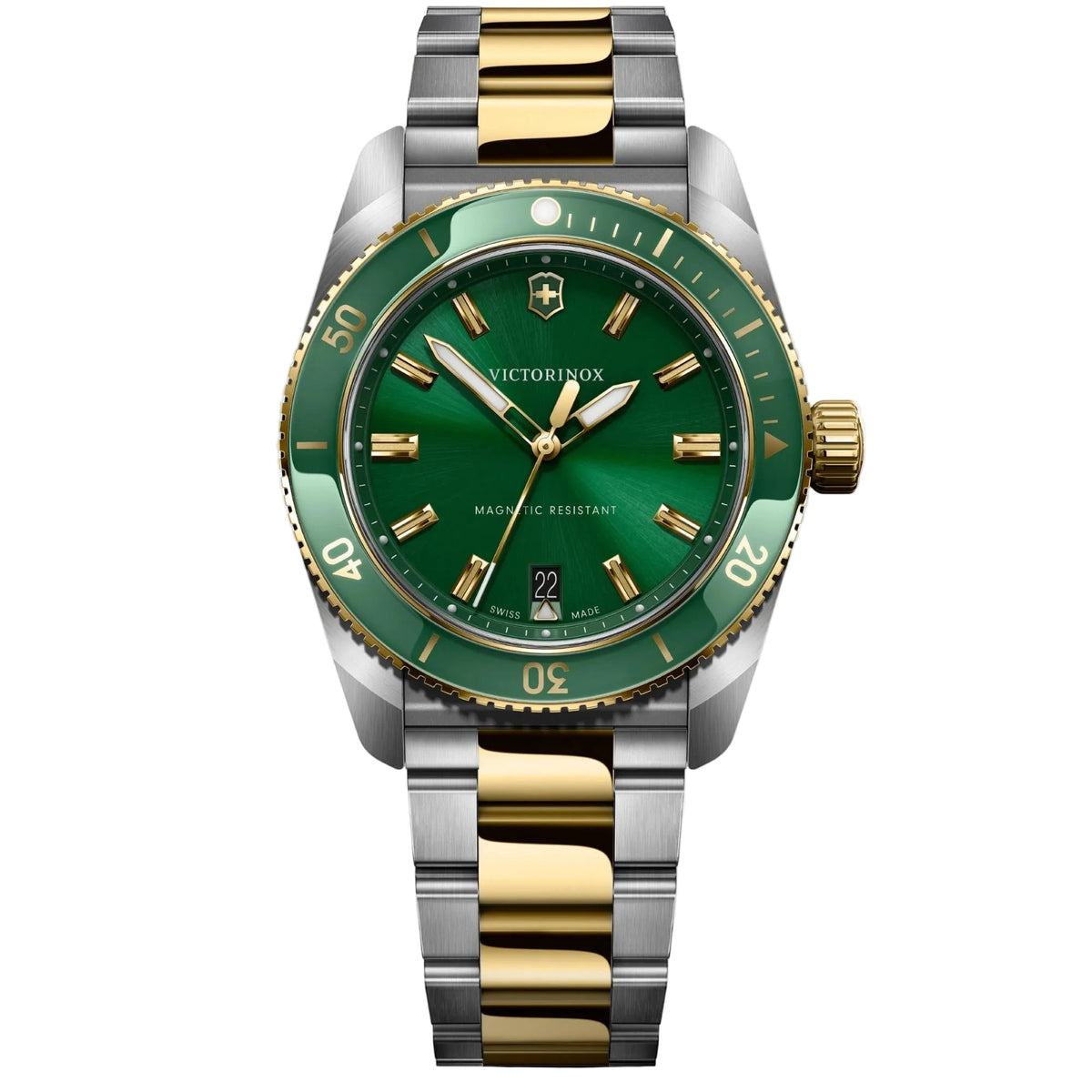 Victorinox Maverick Quartz 39mm Green Dial Two-Tone Stainless Steel Watch 242101