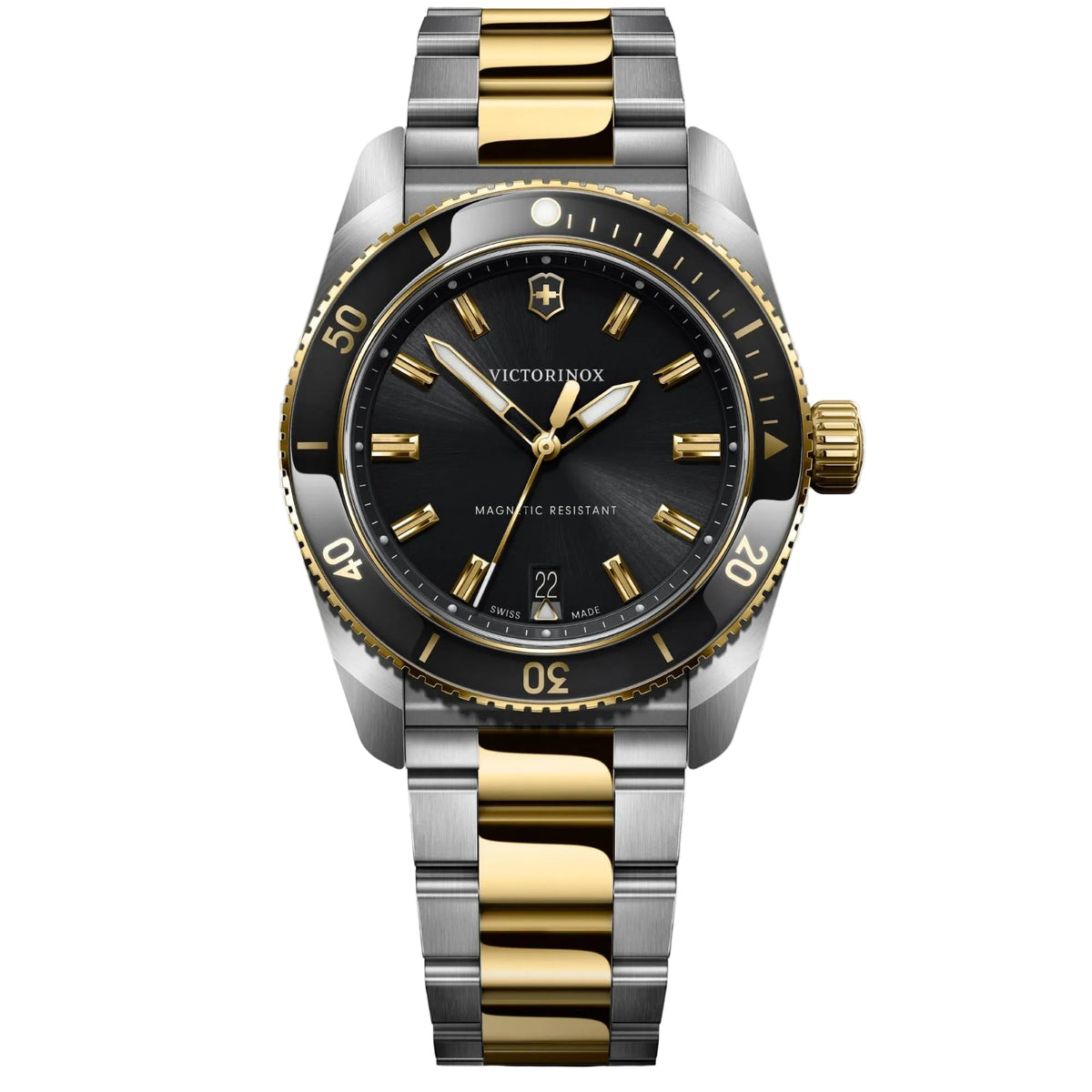 Victorinox Maverick Quartz 39mm two-tone steel black dial watch 242102