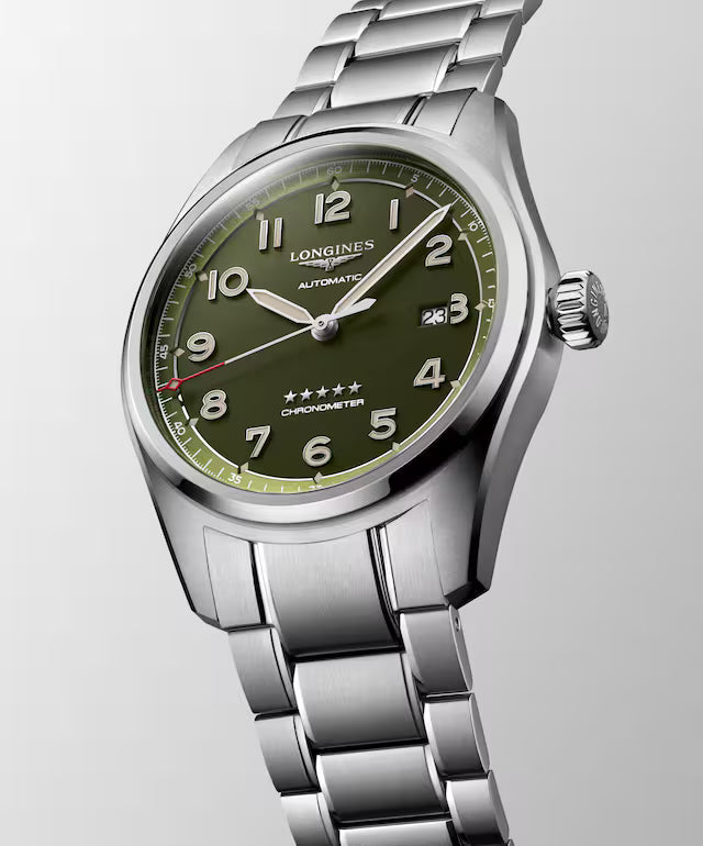 Longines Spirit Automatic 42 MM Full Stainless Steel Green Matt Dial Watch L38114036