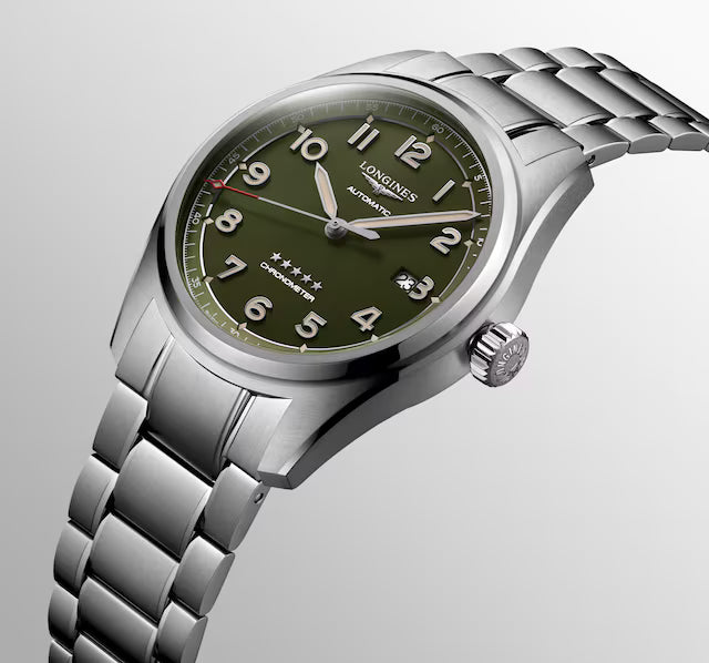 Longines Spirit Automatic 42 MM Full Stainless Steel Green Matt Dial Watch L38114036