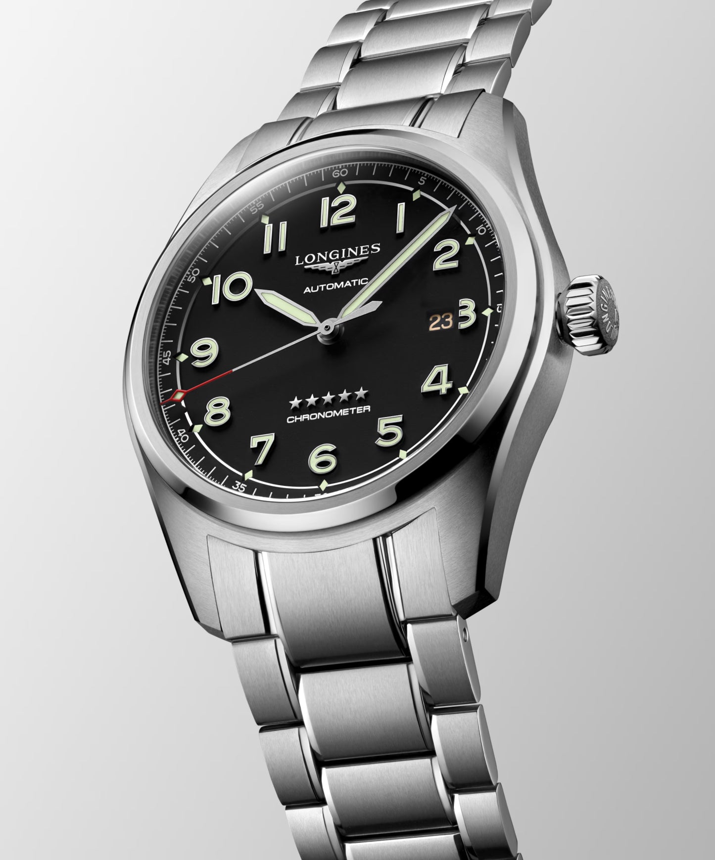 Longines Spirit Automatic 42 MM Full Stainless Steel Black Dial Watch L38114536