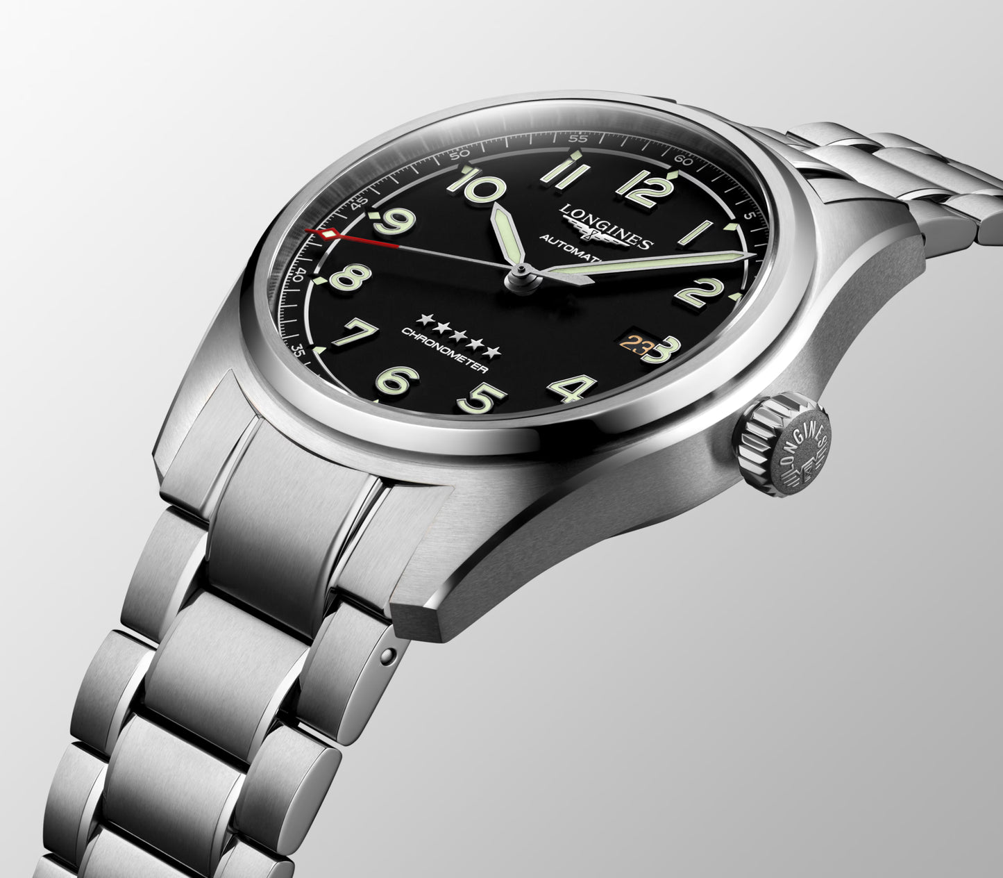 Longines Spirit Automatic 42 MM Full Stainless Steel Black Dial Watch L38114536