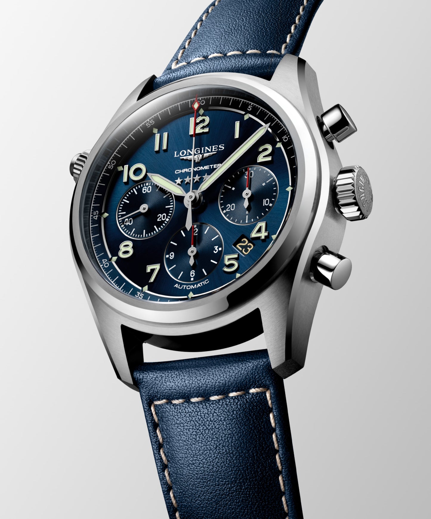 Longines Spirit Automatic Chronograph 42 MM Blue Dial SS Watch L38204930