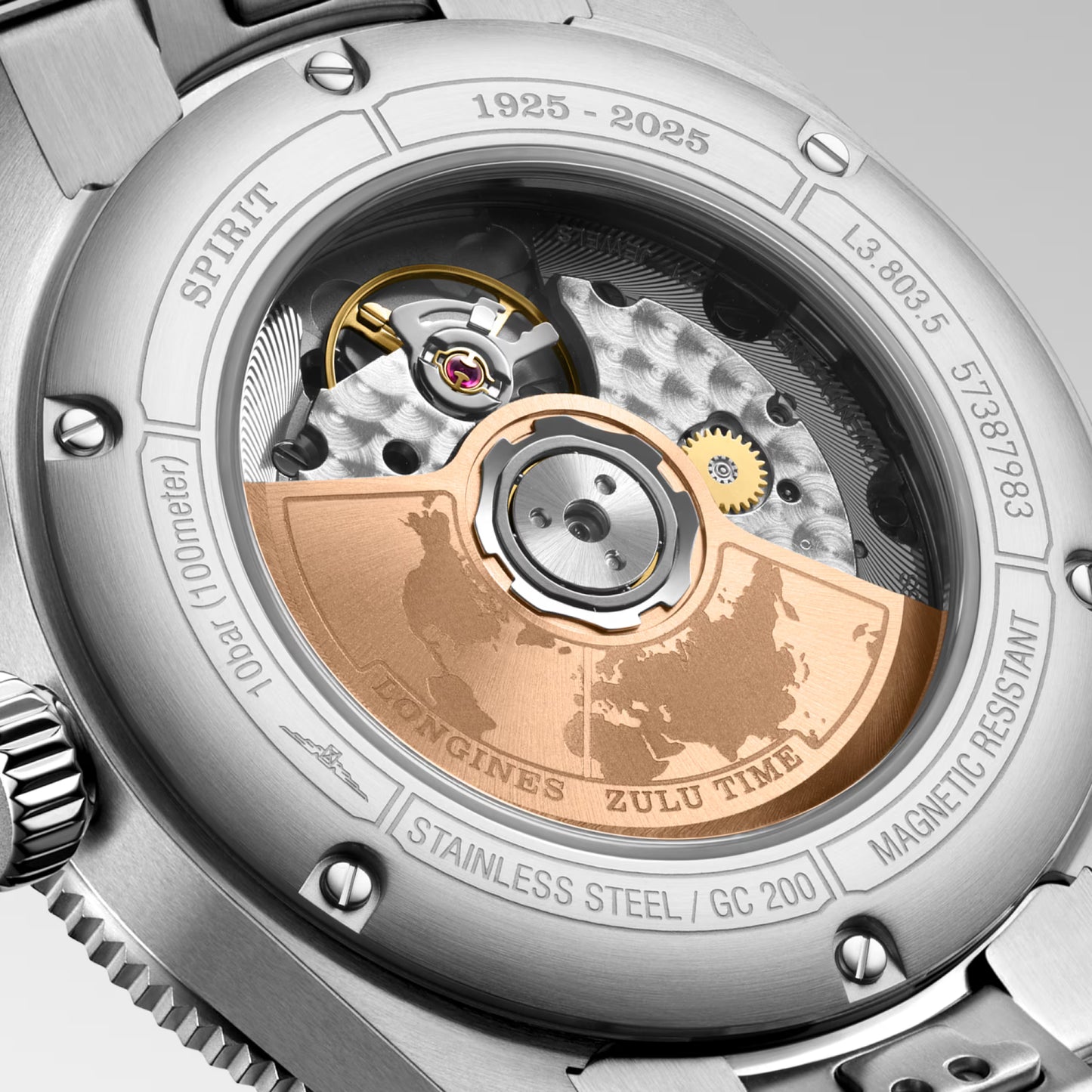 Longines Spirit Zulu Time 1925 Automatic 39 MM Stainless Steel And Rose Gold 18 Carats Watch L38035536