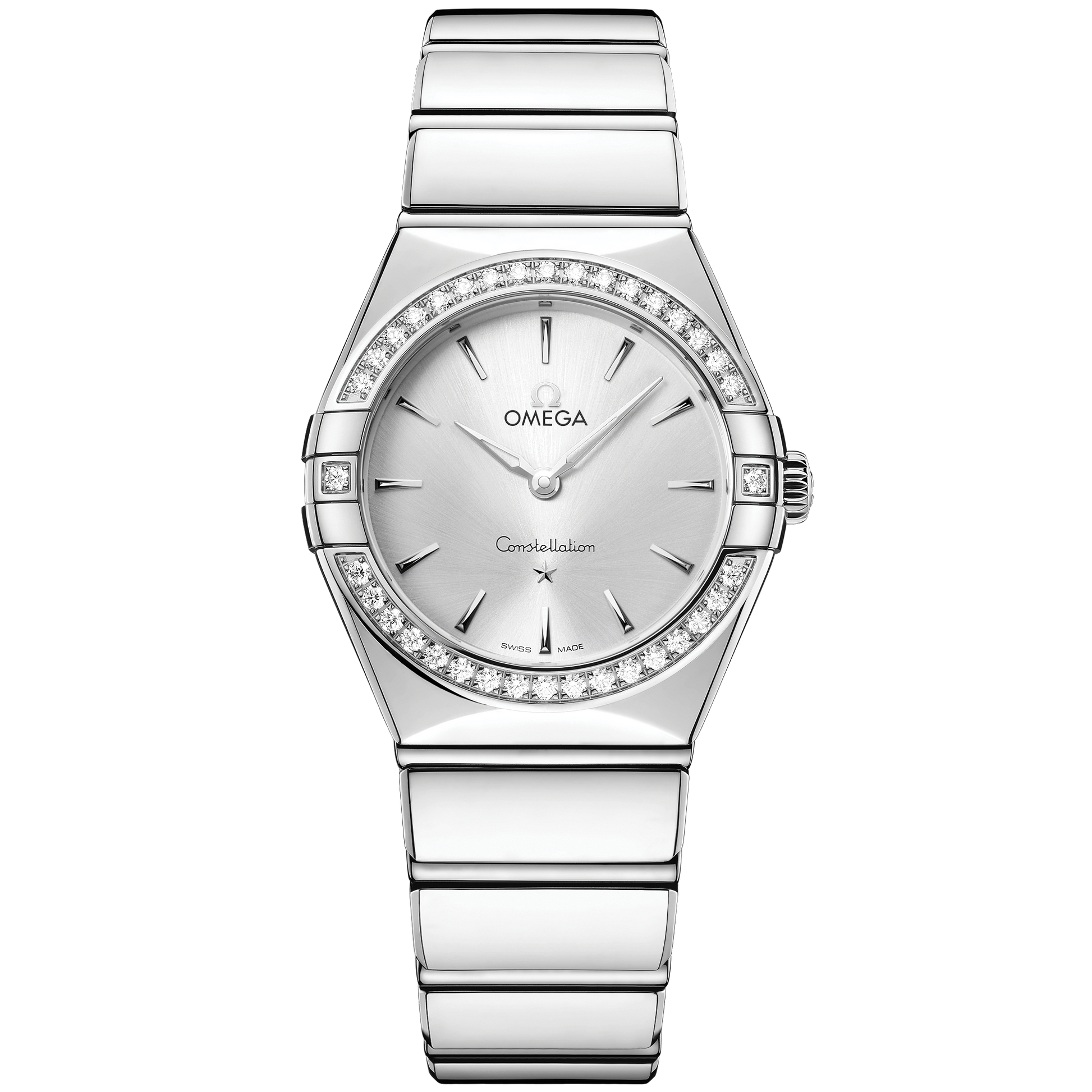 Omega Constellation 28mm Diamond Bezel Silver Dial 131.15.28.60.02.001