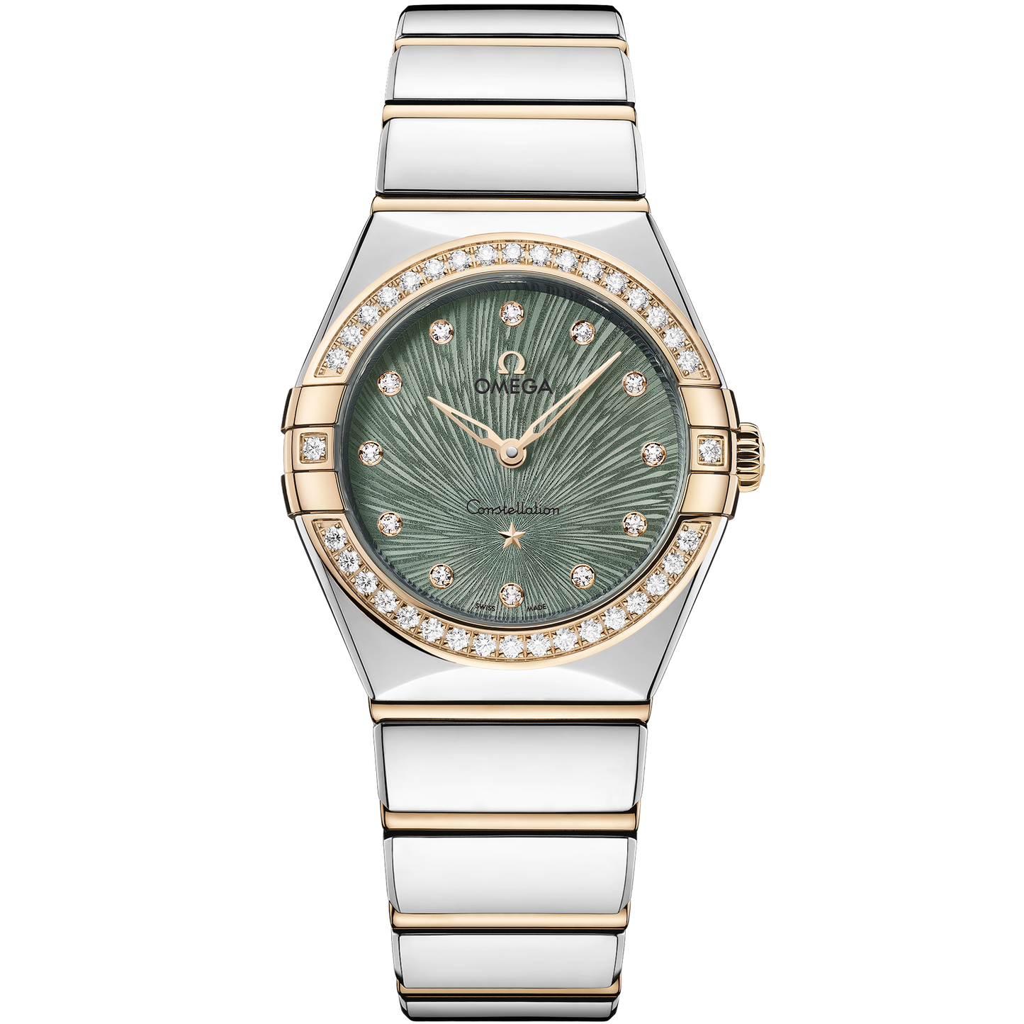 Omega Constellation 28mm Moonshine Gold Green Supernova Dial 131.25.28.60.60.001