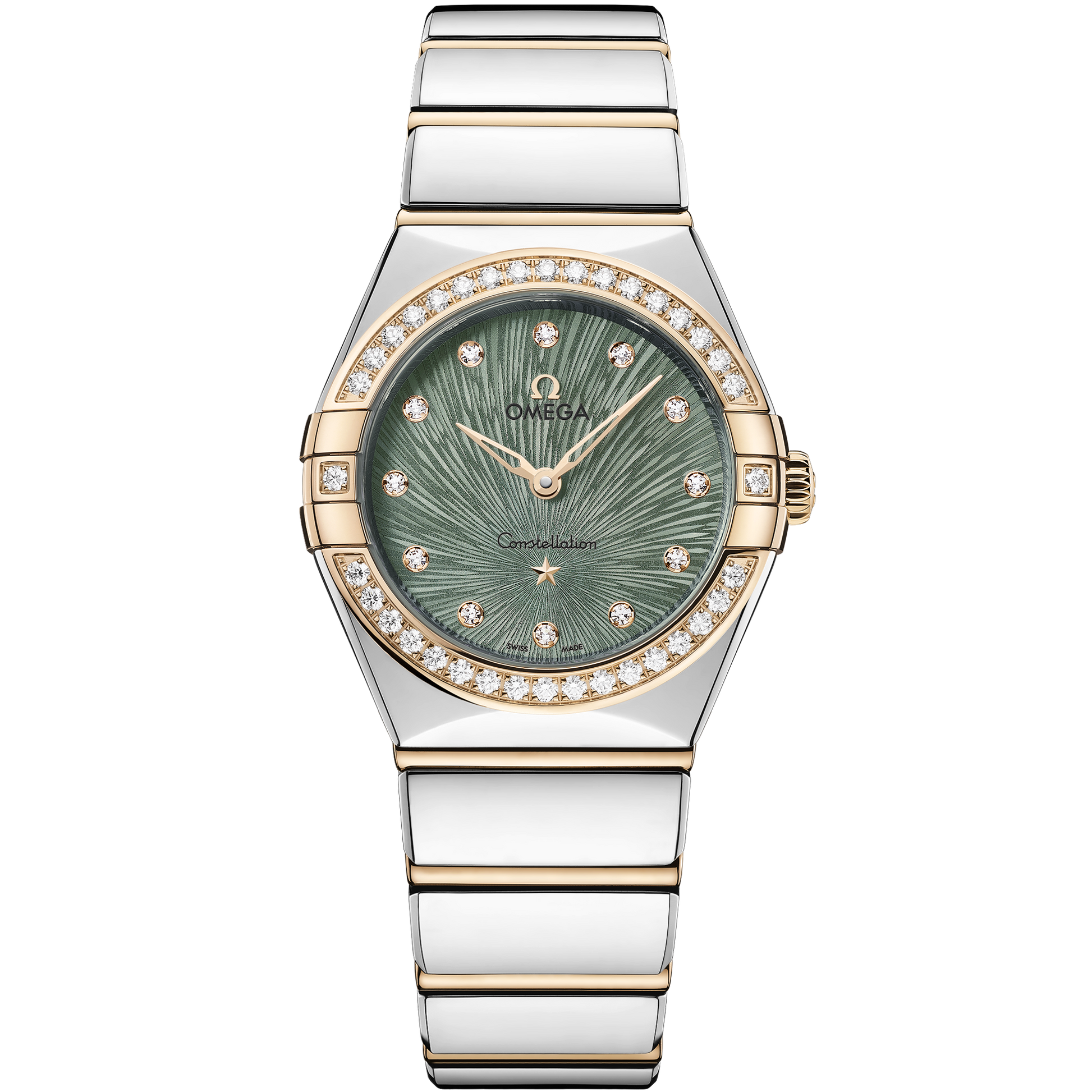 Omega Constellation 28mm Moonshine Gold Green Supernova Dial 131.25.28.60.60.001