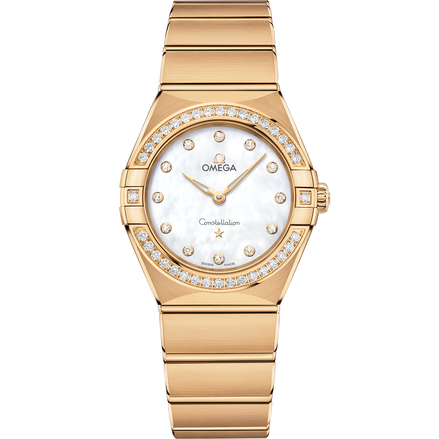 Omega Constellation 28mm 18K Yellow Gold White Mother-of-Pearl Dial 131.55.28.60.55.002