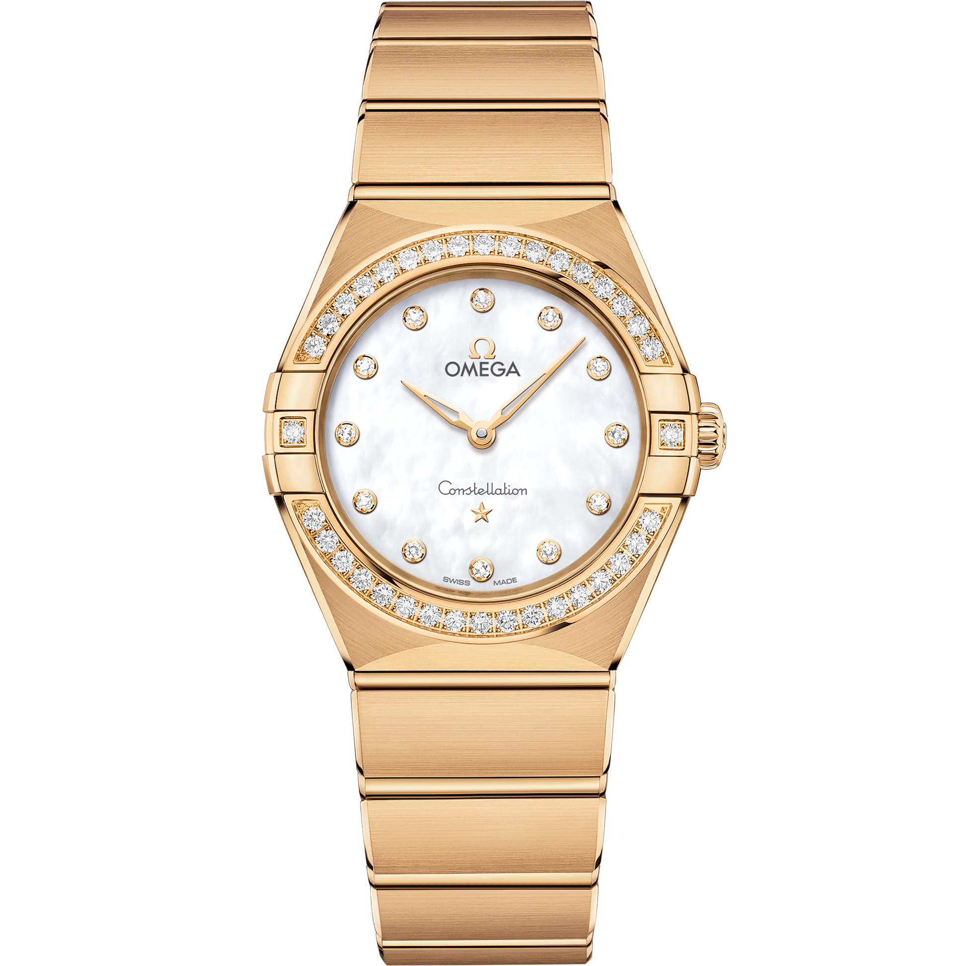 Omega Constellation 28mm 18K Yellow Gold White Mother-of-Pearl Dial 131.55.28.60.55.002