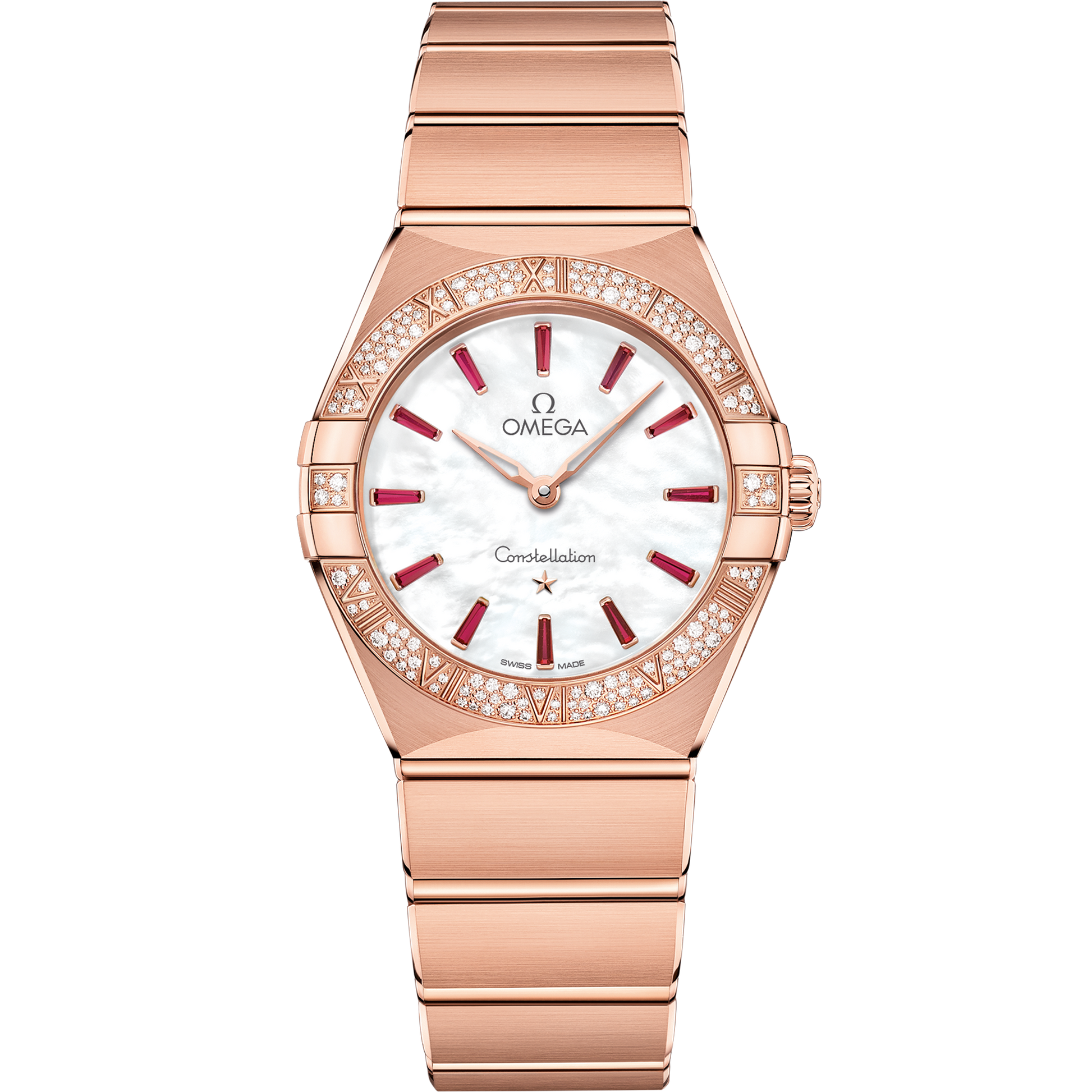 Omega Constellation 28mm 18K Sedna Gold Diamond White Mother-of-Pearl Dial 131.55.28.60.55.004