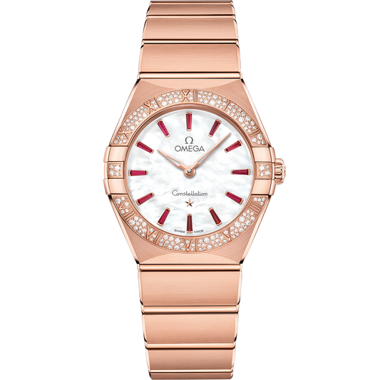 Omega Constellation 28mm 18K Sedna Gold Diamond White Mother-of-Pearl Dial 131.55.28.60.55.004