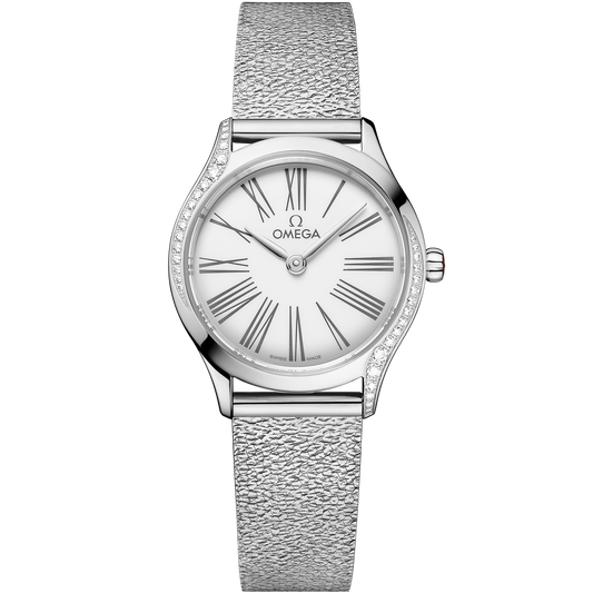 Omega De Ville Mini Trésor 26 MM Steel On Steel Mesh White Dial Watch 428.15.26.60.04.001