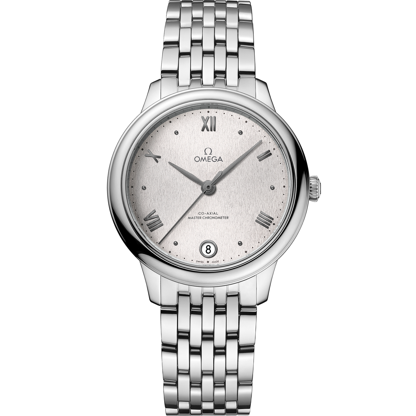Omega De Ville Prestige 34 MM Steel On Steel Silver Dial Watch 434.10.34.20.02.001