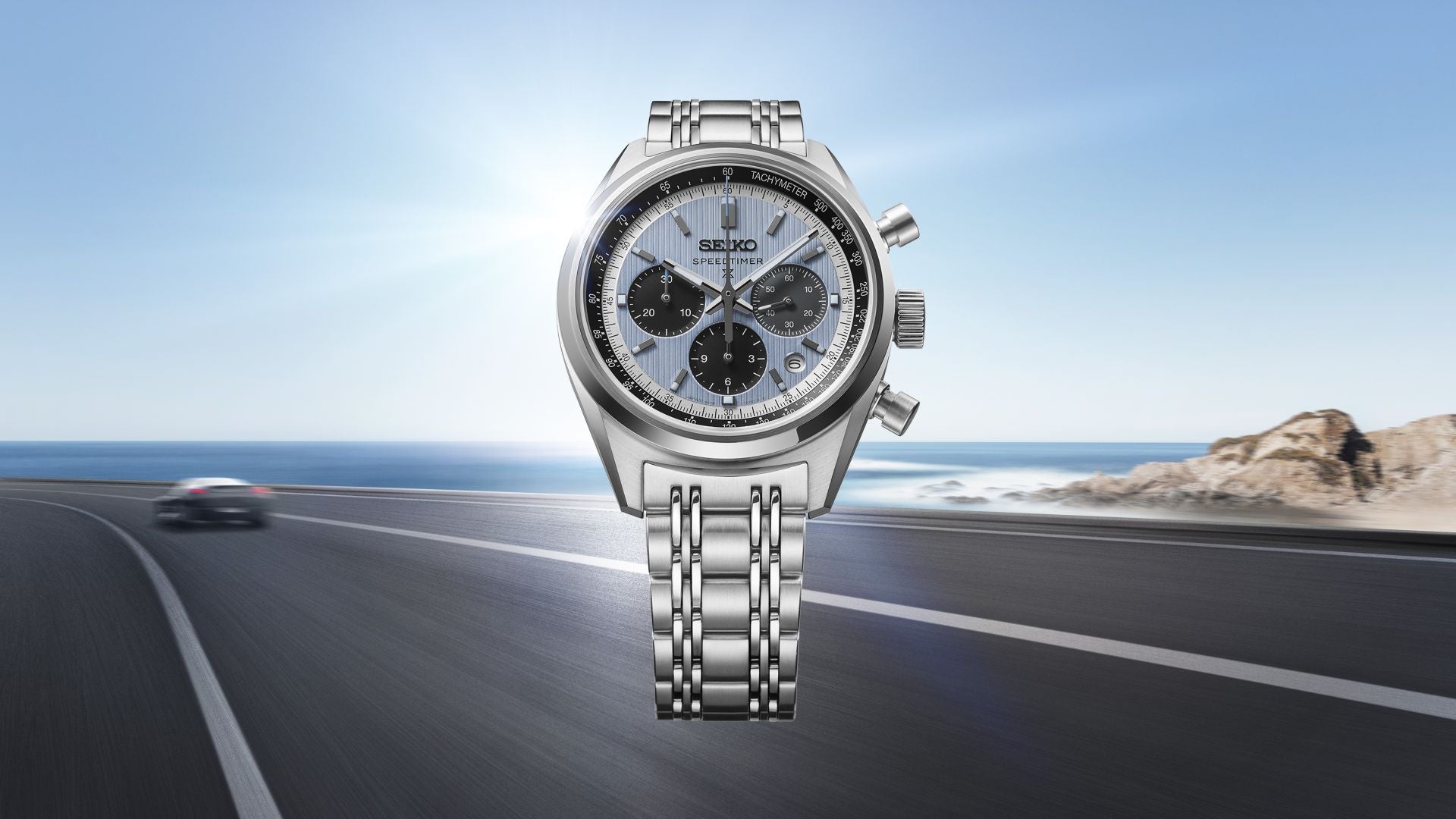 Seiko Prospex Speedtimer 42 MM Automatic Chronograph Sky Blue Dial Steel Bracelet Watch HBD001J1