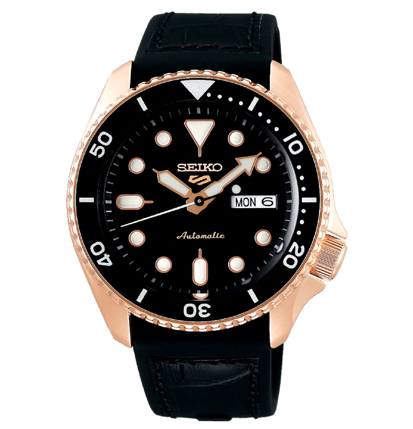 Seiko 5 Sports SS RG Bezel 42.5mm Automatic Watch With Rubber Strap SRPD76K1