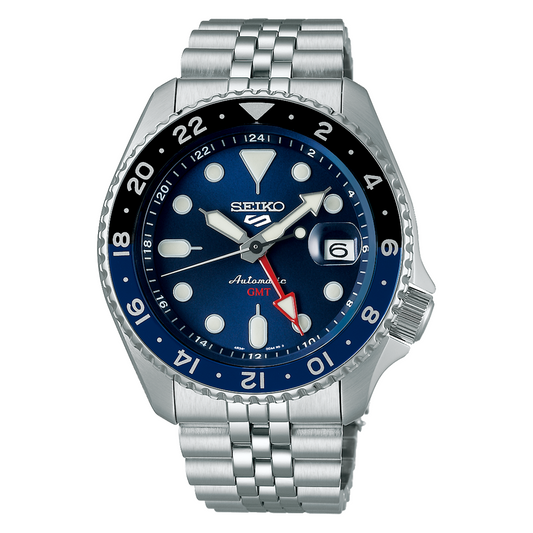 Seiko 5 Sports Stainless Steel 42.5 MM GMT Automatic Blue Dial Watch SSK003K1