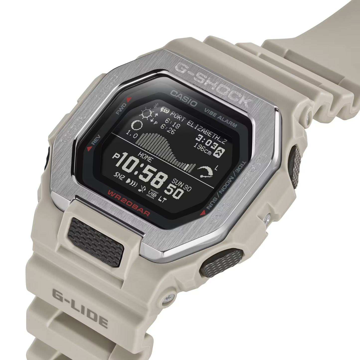 Casio G-Shock G-Glide Quartz White Resin Watch GBX-100-8
