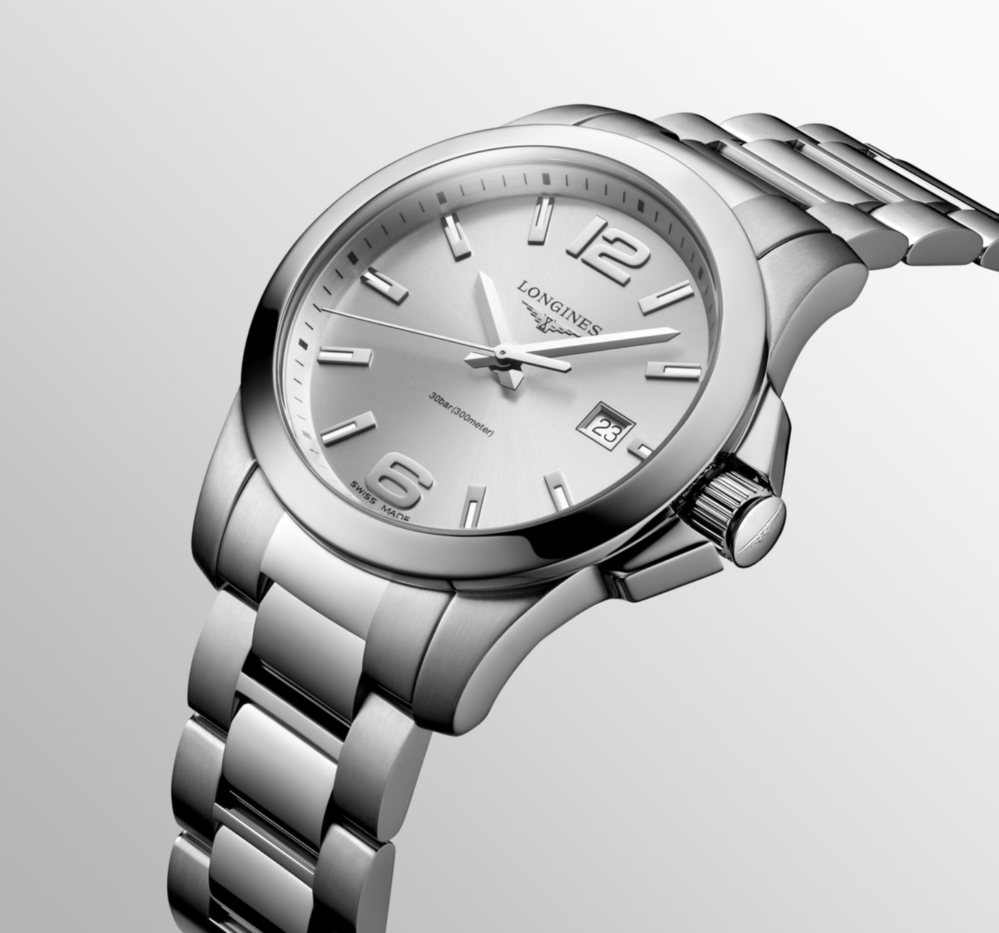 Longines Conquest 41 MM Stainless Steel Silver Dial Quartz Watch L37594766