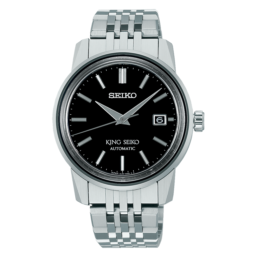King Seiko Stainless Steel 38.6 MM Black Dial Automatic Watch - SJE091J1