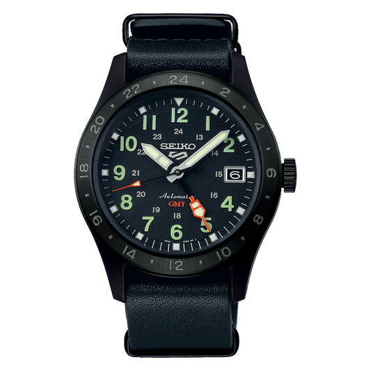 Seiko 5 Sports Field Series 39.4 MM Automatic SS GMT Full Black Watch SSK025K1