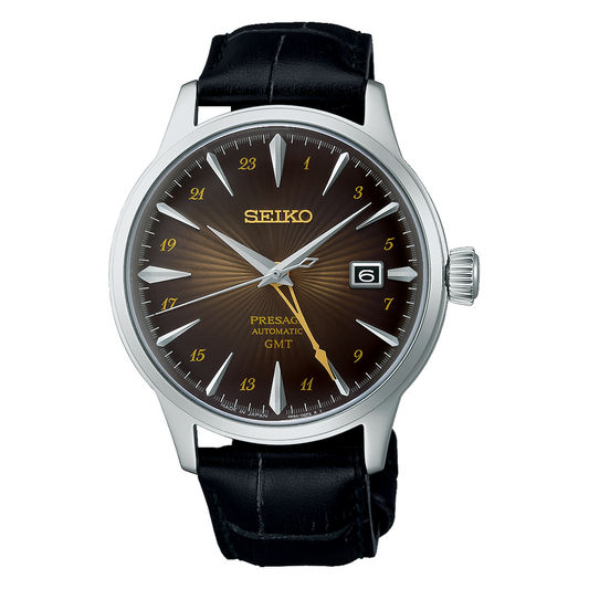 Seiko Presage Cocktail Time 40.5 MM Automatic GMT Brown Dial Watch SSK039J1