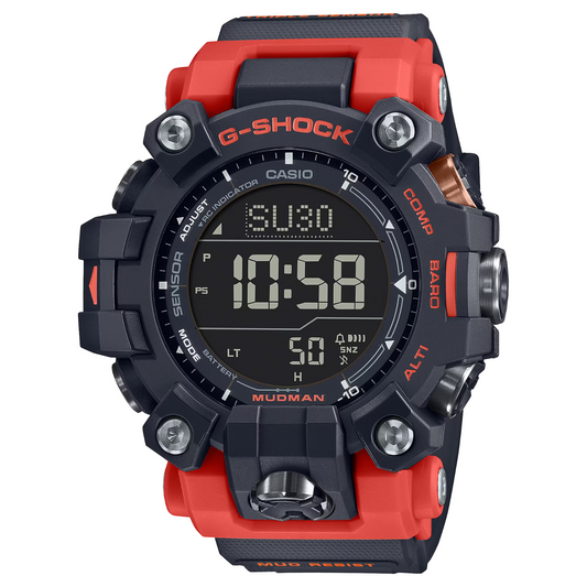 Casio G-Shock Master Of G Mudman Black And Red Resin Solar Watch GW-9500-1A4