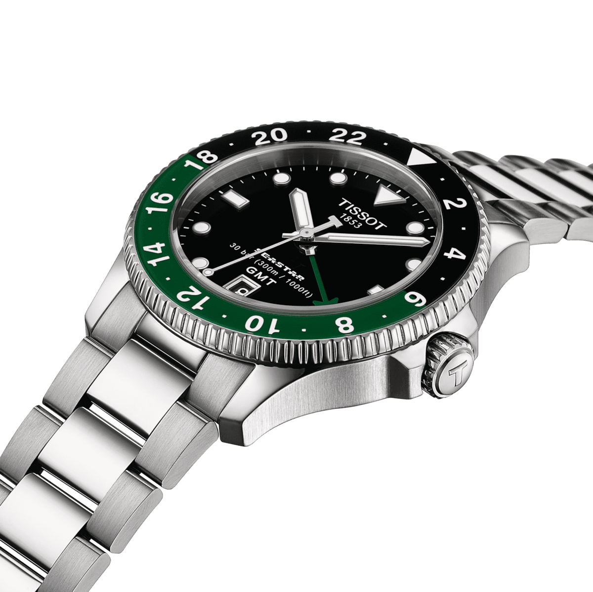 Tissot Seastar 1000 40 MM Quartz GMT Green Bezel Watch - T120.852.11.051.00