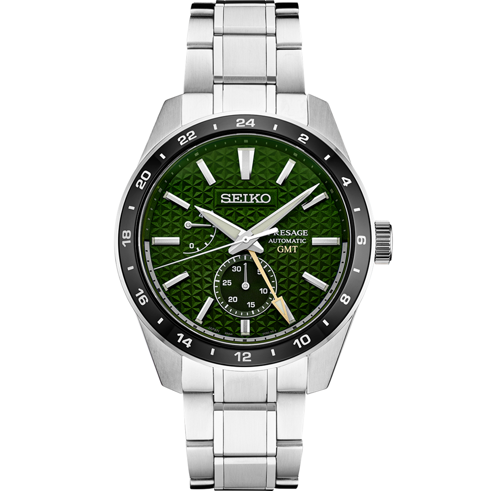 Seiko Presage Sharp Edge 42.2 MM GMT Automatic SS Green Dial Watch - SPB219J1