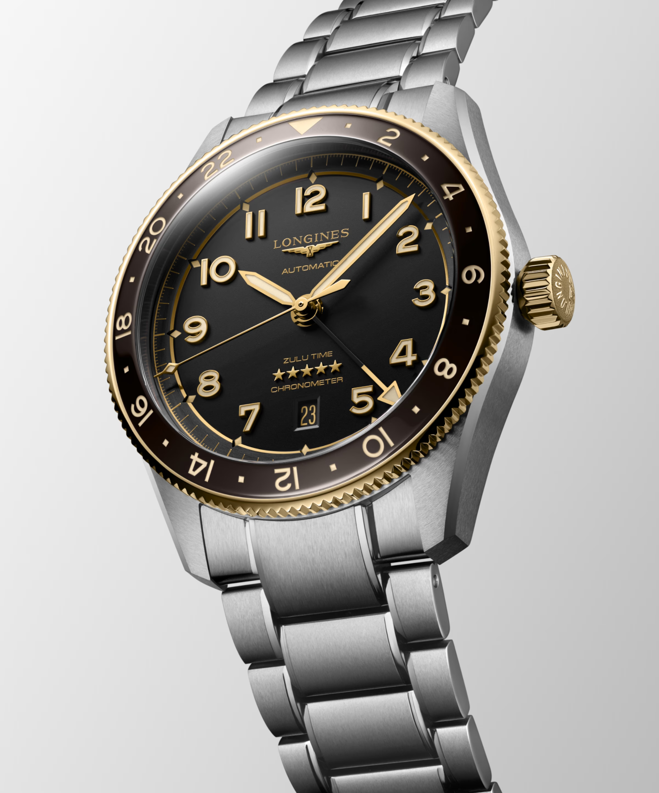 Longines Spirit Zulu Time 42 MM Chronometer 18K Gold Cap 200 Watch L38125536