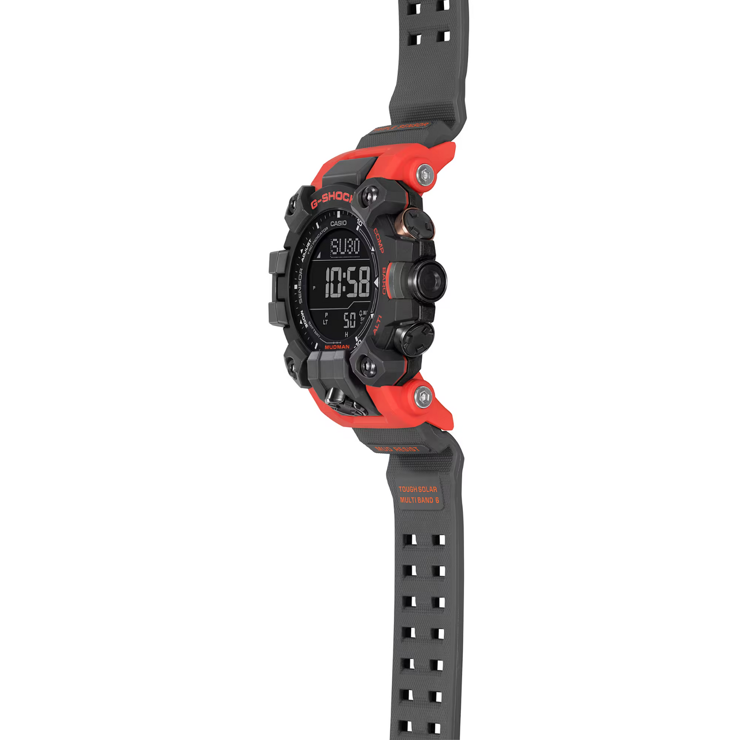 Casio G-Shock Master Of G Mudman Black And Red Resin Solar Watch GW-9500-1A4