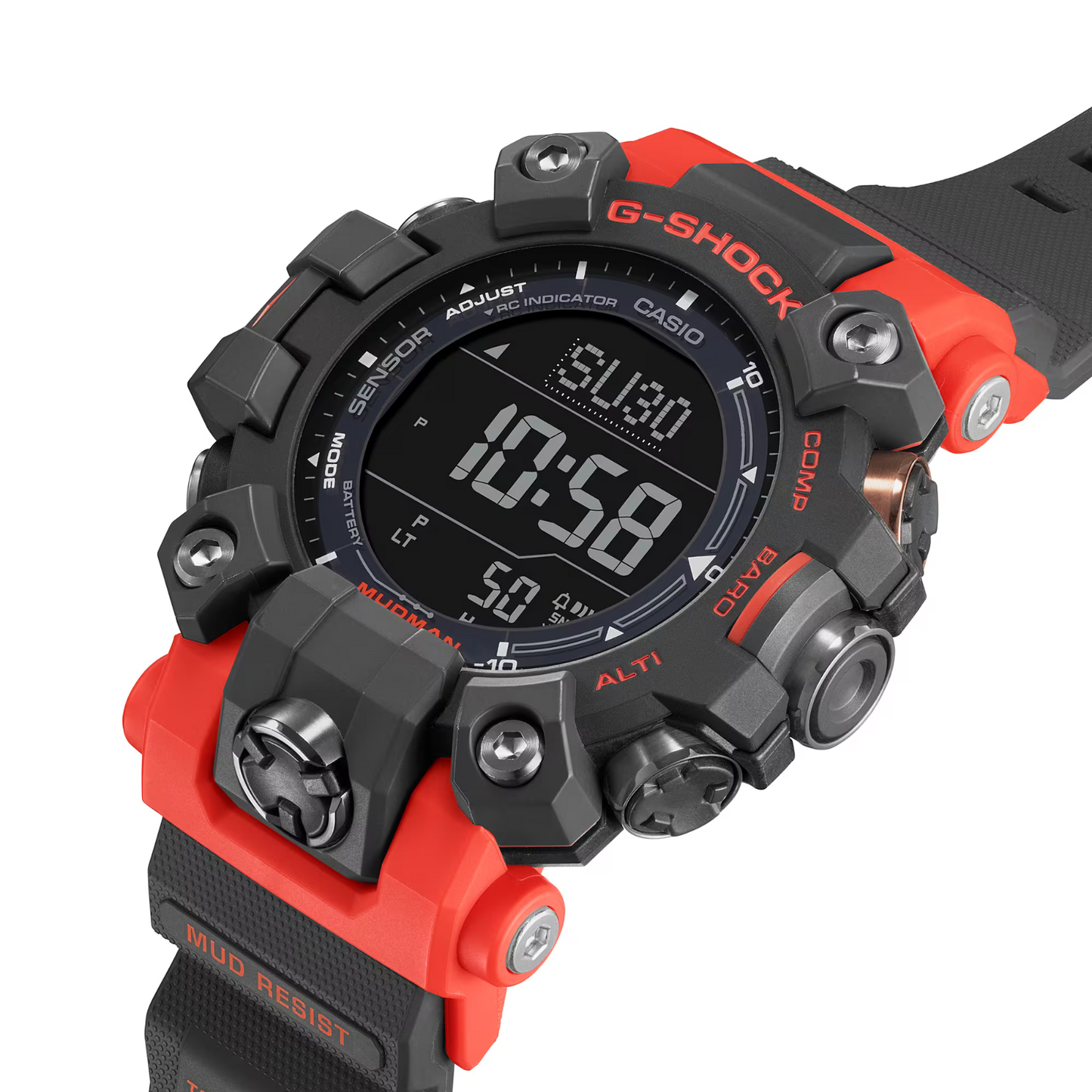 Casio G-Shock Master Of G Mudman Black And Red Resin Solar Watch GW-9500-1A4