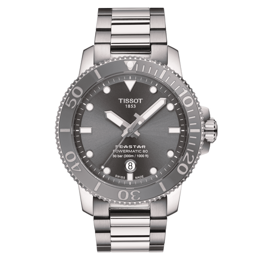 Tissot Seastar 1000 Powermatic 80 Grey Dial SS 43 MM Watch T120.407.11.081.01