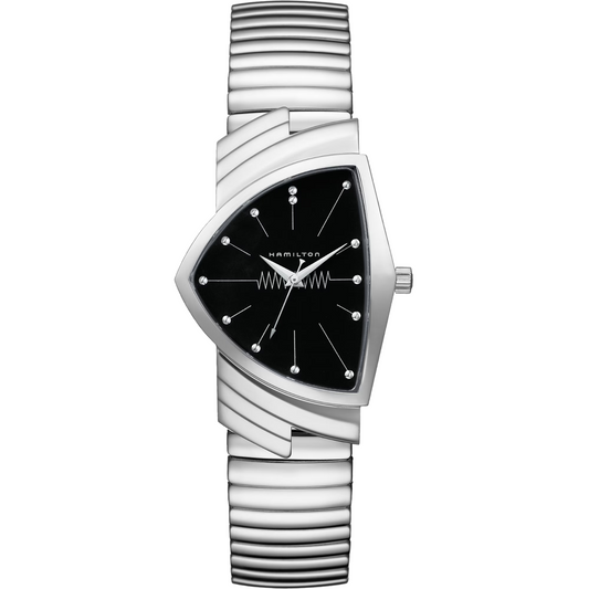 Hamilton Ventura Quartz Black Dial Stainless Steel Watch H24411232