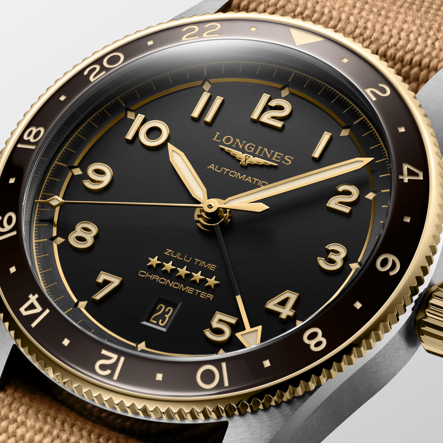 Longines Spirit Zulu Time 42 MM Chronometer 18K Gold Cap 200 Watch L38125539
