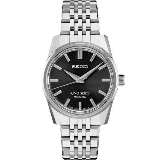 King Seiko Stainless Steel 37 MM Black Dial Automatic Watch - SPB283J1