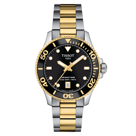 Tissot Seastar 1000 36 MM Black Dial Two Tone Quartz SS Watch T120.210.22.051.00