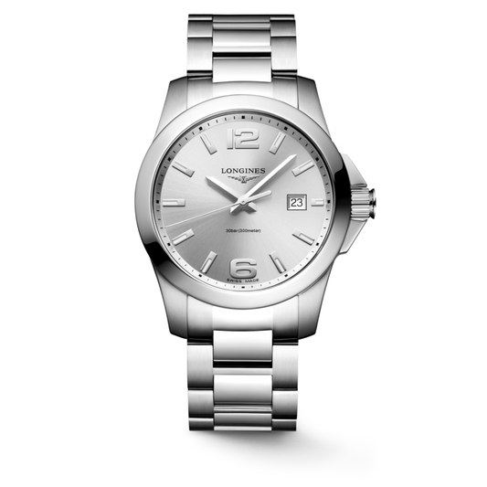 Longines Conquest 41 MM Stainless Steel Silver Dial Quartz Watch L37594766
