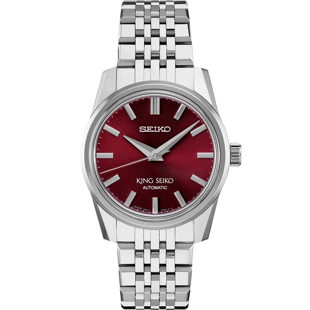 King Seiko Stainless Steel 37 MM Red Dial Automatic Watch - SPB287J1
