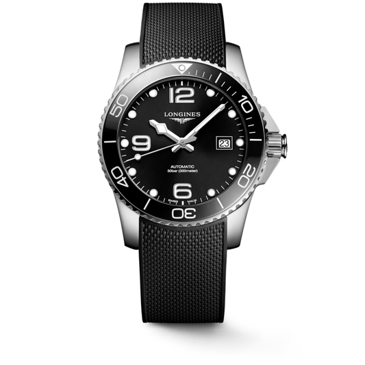 Longines Hydroconquest 41 MM Black Dial Automatic Rubber Band Watch L37814569