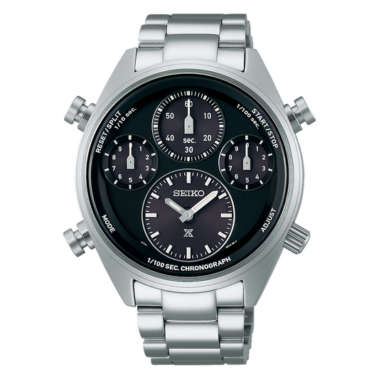 Seiko Prospex Speedtimer Solar 42 MM Stainless Steel Black Dial Watch SFJ003P1