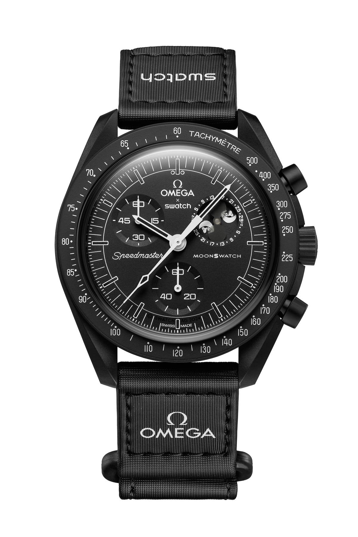 Omega X Swatch Moonswatch Mission to The Moonphase Black Snoopy Watch SO33B700