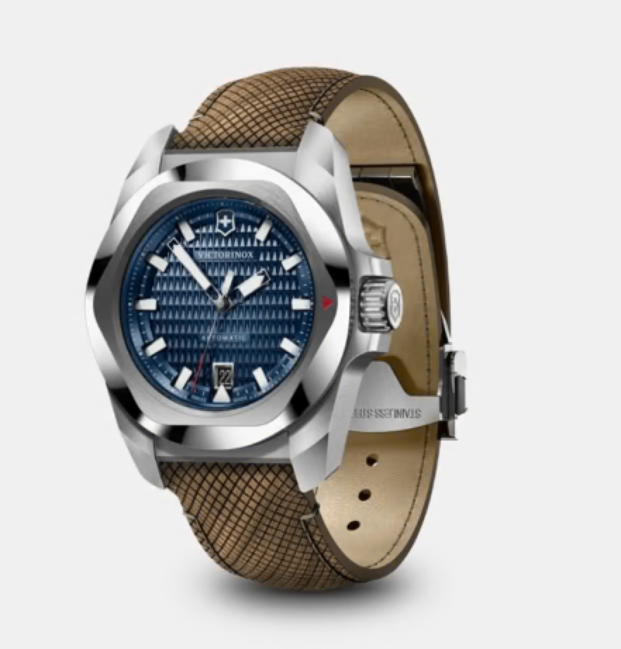 Victorinox I.N.O.X. Automatic 41 MM Brown Bracelet Blue Dial Watch 242018.1