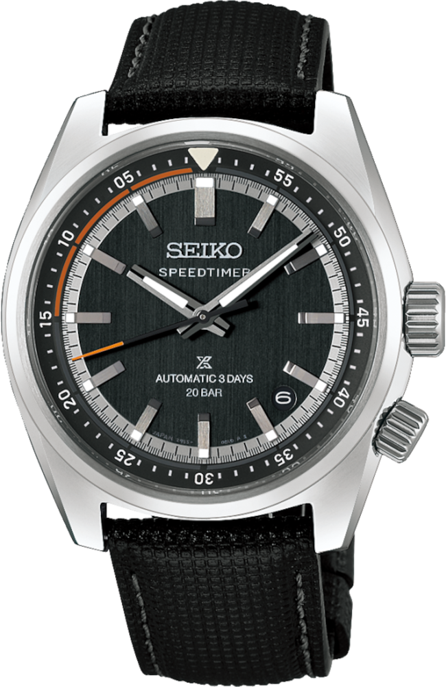 Seiko Prospex Speedtimer 39.5 MM Automatic Stainless Steel Grey Dial Leather Strap Watch HBC004J1