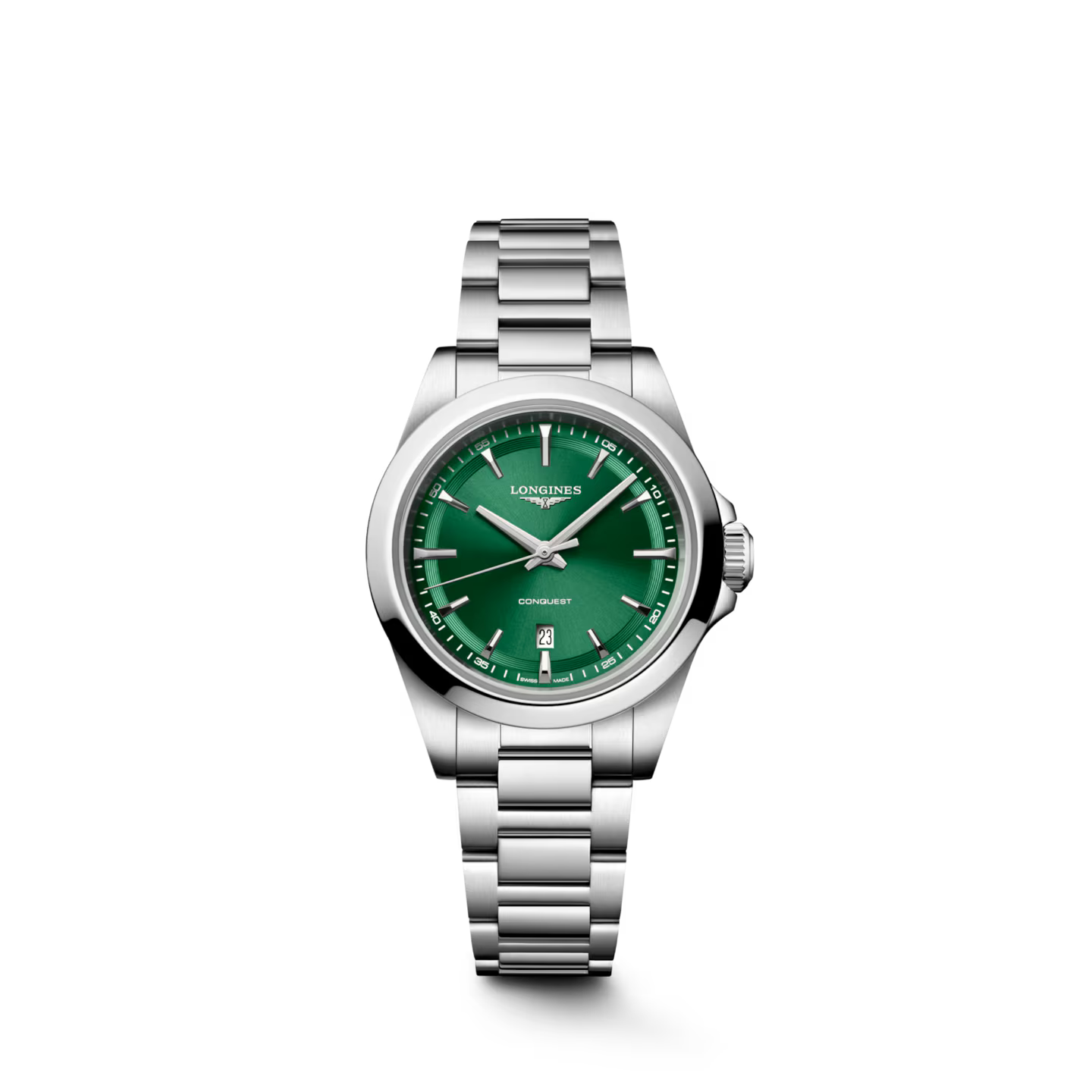 Longines Conquest 30 MM Stainless Steel Sunray Green Dial Quartz Watch L33504096